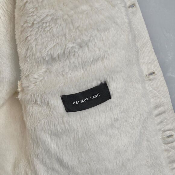 Helmut Lang Trucker Denim Vest in Ivory w/ Faux Fur Lining Women's Medium - Picture 5 of 6